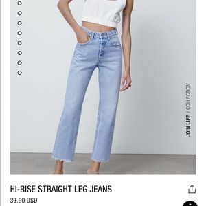 Zara hi-rise straight leg jean